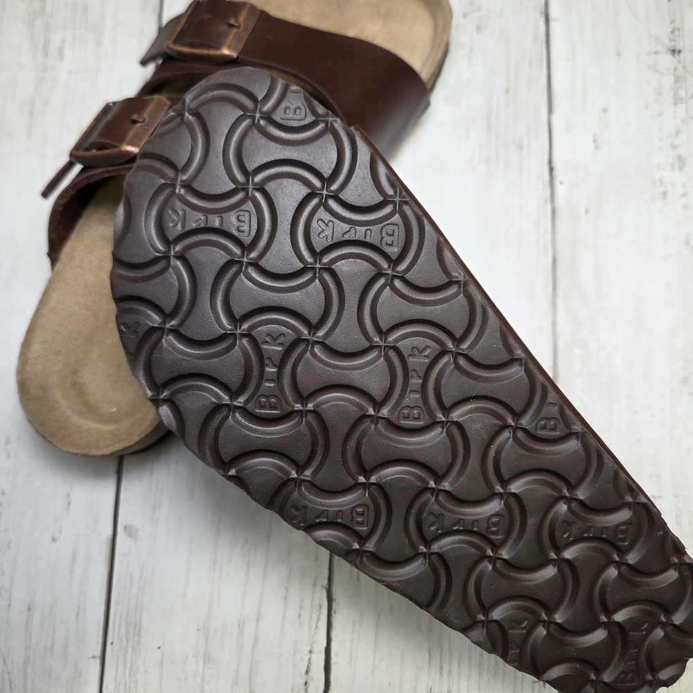 Birkenstock Brown Leather Footbed Sandals - Picture 5 of 8